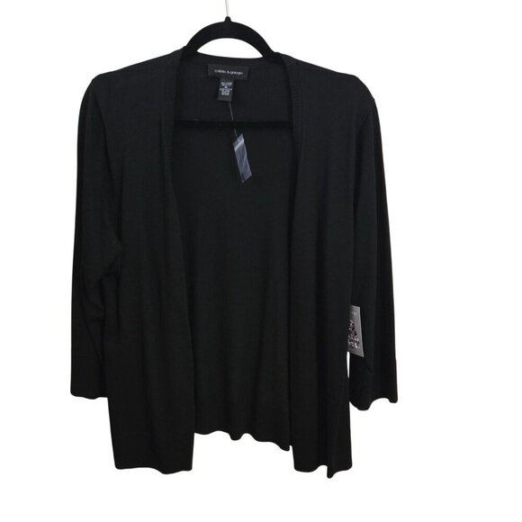 Cable & Gauge NWT Black Open Front  3/4  Sleeve Cardigan Sweater Size XL - Picture 1 of 4
